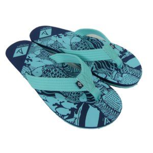 Sperry Top Sider Girls Calypso Aqua Slip On Flip Flops Thong Sandals Size 5, 6